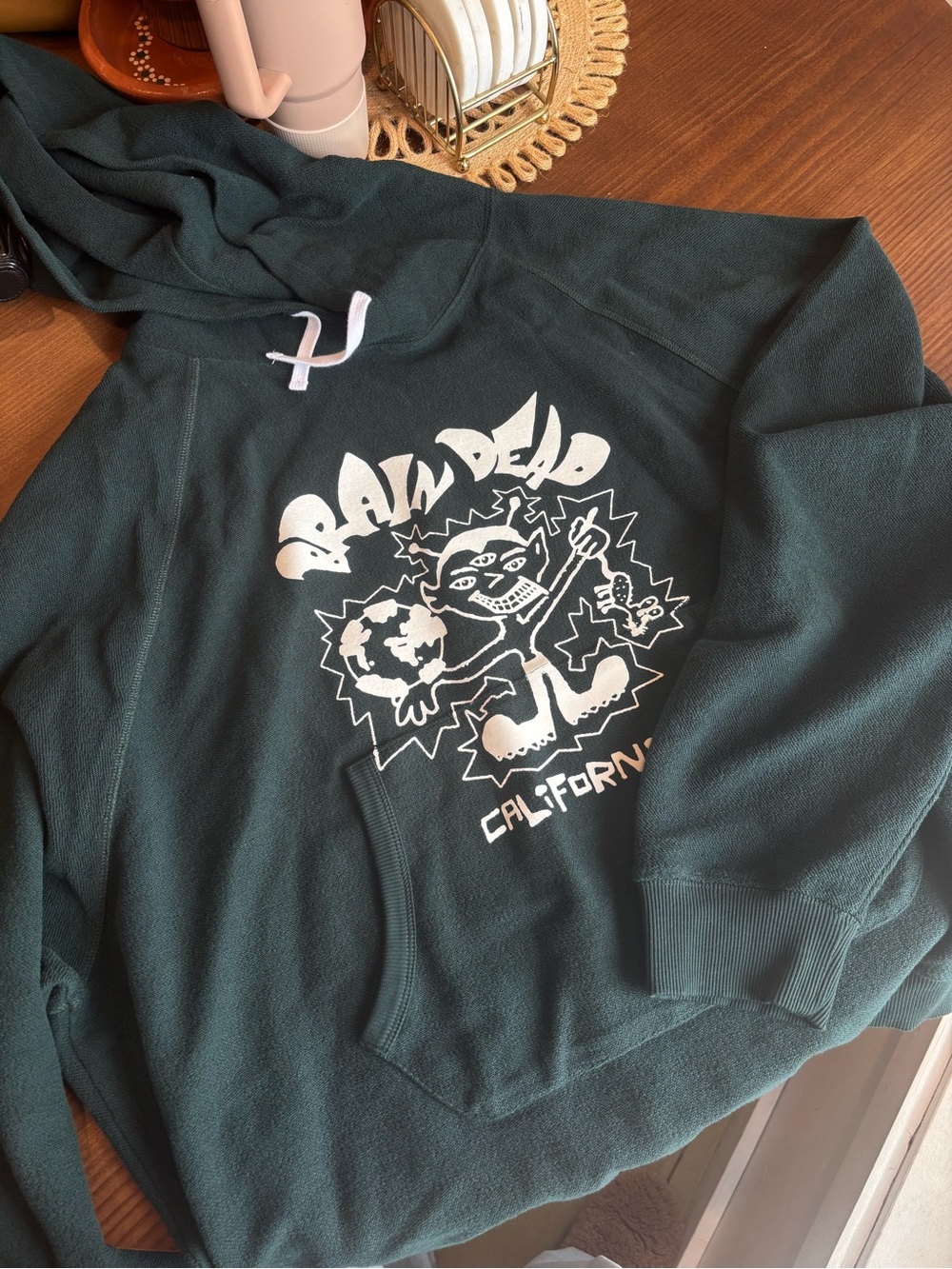 Brain Dead Dark Teal Graphic Hoodie with White Print